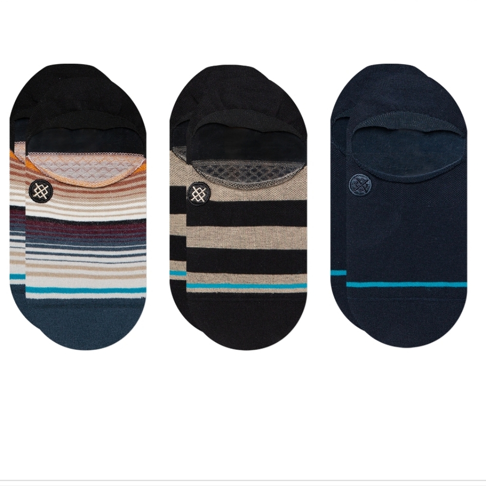NWT Stance Current Mens Combed Cotton Blend No Show Socks 3-Pack L Multi-Color